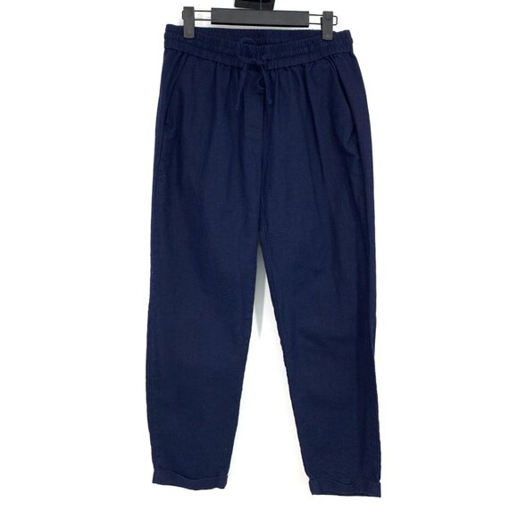 J. Crew Pants - J. by J.Crew Pants Linen Cotton Navy Blue Pull On Drawstring Cuffed
